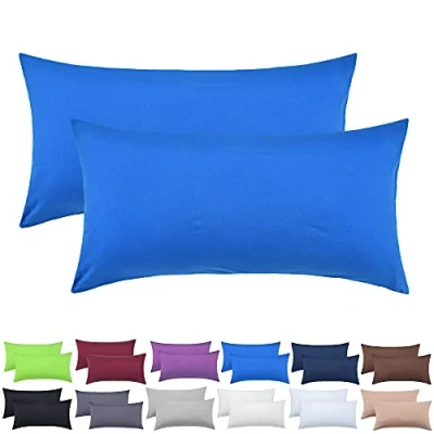 Afbeelding van NatureMark Jersey kussensloop set van 2 Oeko Tex gecertificeerd katoen koningsblauw 40 x 80 cm