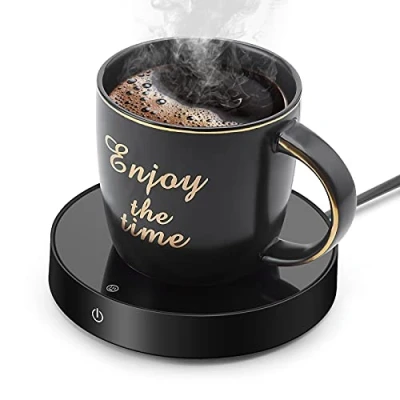 Afbeelding van Koffiekopjeswarmer en bureauboiler, bekerwarmer voor kantoor, dranken, elektrische dranken met 3 temperatuurinstellingen, thee, water, cacao, melk of soep