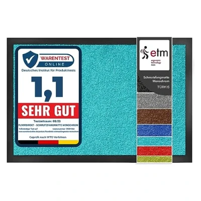 Afbeelding van etm ColorLine Deurmat voor hal, voordeur, entree, verkrijgbaar in verschillende maten, turquoise, 90 x 120 cm