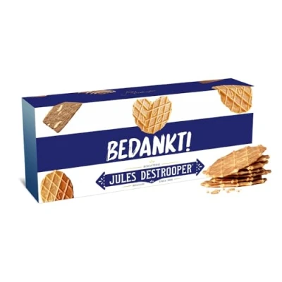Afbeelding van Jules Destrooper Natuurboterwafels &quot;Bedankt! / Merci!&quot; 2 dozen met Belgische koekjes 100g x