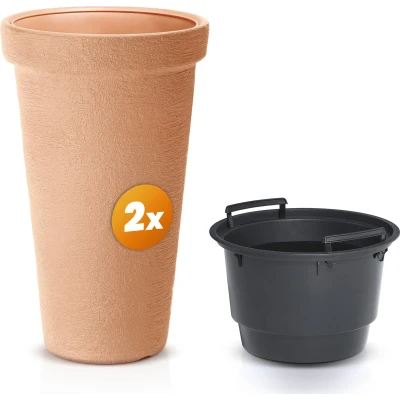 Afbeelding van Casaria Bloempot Set van 2 XXL Rond 42l Vorstbestendig Terracotta