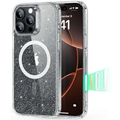 Afbeelding van ESR iPhone 16 Pro hoes, compatibel met MagSafe, bescherming van militaire kwaliteit, magnetische telefoonhoes voor Pro, klassieke hybride hoes (HaloLock), zwart transparant