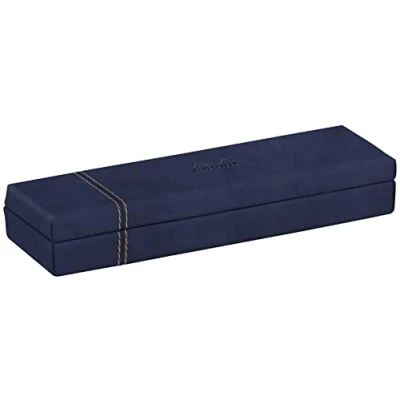Image de RHODIA Rhodiarama Home Office Trousse 21 x 5,5 3 cm similicuir italien bleu nuit, couture de selle orange