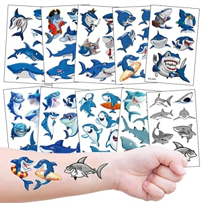 Image de Requin Tatouages Enfants, 10 Feuilles Temporaire Tattoo