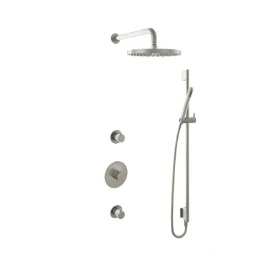Afbeelding van Hotbath Get together Regendoucheset IBS1 Geborsteld nikkel Staaf Handdouche 30cm Hoofddouche Wandarm 35cm met glijstang