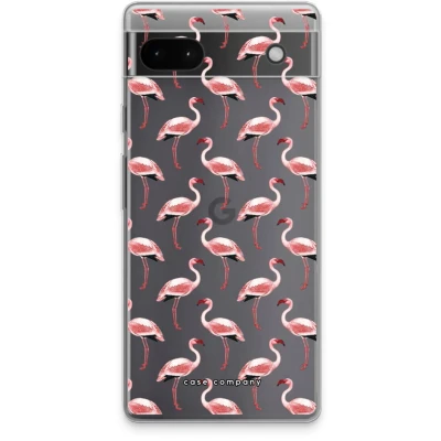 Afbeelding van Case Company® hoesje geschikt voor Google Pixel 6a Flamingo Soft Cover Telefoonhoesje Bescherming aan alle Kanten en Schermrand