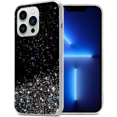 Afbeelding van Cadorabo Hoesje geschikt voor Apple iPhone 13 PRO in Zwart met Glitter Beschermhoes van flexibel TPU silicone fonkelende glitters Case Cover Etui