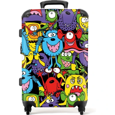 Afbeelding van NoBoringSuitcases.com Grote reiskoffer monsters met 4 wielen Kinderkoffer op wieltjes Ruimbagage koffer groot 20 kg Rolkoffer 60 liter Suitcase large Kindervalies jongens