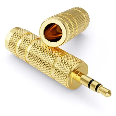 Afbeelding van deleyCON Jack Adapter [2 stuks] 3,5 mm naar 6,35 Stereo Audio Koppeling Voor Mobiele Telefoon Smartphone Tablet PC Notebook Computer Ontvanger HiFi Versterker Home Theater TRS