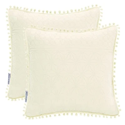 Afbeelding van AmeliaHome Set van 2 kussenslopen met kwastjes en ultrasoon stiksel aan beide zijden, 45 x cm