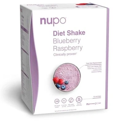 Afbeelding van NUPO Diet Shake Bosbessen Framboos Premium dieet voor gewichtsverlies, complete maaltijdvervanger 12 porties, glutenvrij, GMO vrij