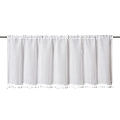 Afbeelding van Elbersdrucke Loni 00 Verduisteringsgordijn, semi transparant, met doorgangstunnel en pompon, 45 x 140 cm, wit