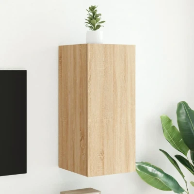Afbeelding van Tv wandmeubel met LED verlichting 30,5x35x70 cm sonoma eiken