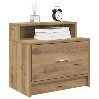 Image de vidaXL Tables de chevet avec tiroir 2 pcs chêne artisanal 51x31x47 cm858685