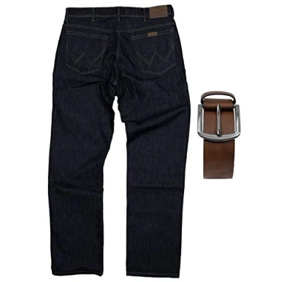 Afbeelding van Wrangler Stretch jeans voor heren met Texas riem, Rinsewash + bruine riem