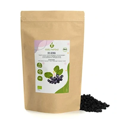 Afbeelding van biologische aronia bessen gedroogd (500 g), hele aronia, 100% natuurlijk, bessen, veganistisch, natuurlijk zonder additieven