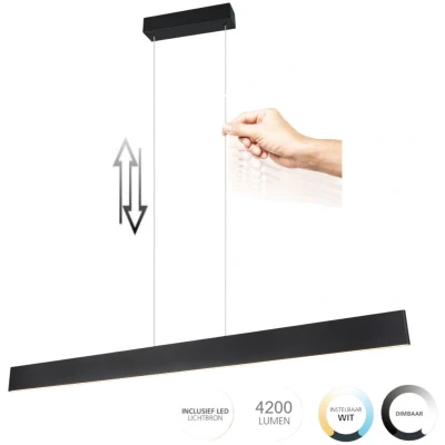 Afbeelding van Galway hanglamp, mat zwart, omhoog/omlaag, CCT, metaal