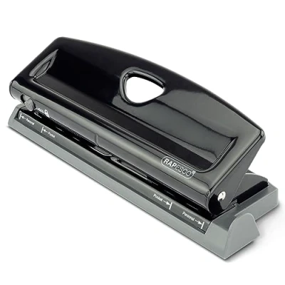 Afbeelding van 1725 Instelbare 6 Gaats Perforator, 9 Vel Perforatiecapaciteit, Zwart