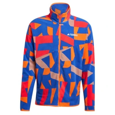 Afbeelding van Adidas Terrex Multi Printed FULL ZIP Fleecejas, Heren, Maat: Medium, Warm clay/semi lucid blue
