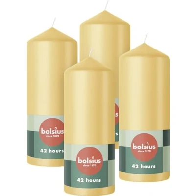 Afbeelding van Bolsius Gladde Stompkaarsen 15cm 4 stuks Beige