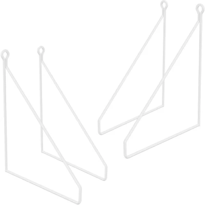 Afbeelding van ML Design 4 stuks plankdrager 200 mm, wit, metaal, driehoekige plankdrager, zwevende draad wanddrager, voor wandmontage, wandplankdrager hangende
