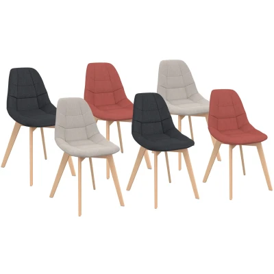 Afbeelding van Set van 6 Scandinavische stoelen mix kleur donkergrijs x2, terracotta beige x2