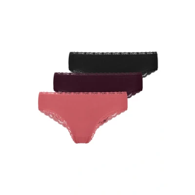 Afbeelding van Snocks 3PACK Slip Mix Mauve/Weinrot/Schwarz, Dames, Maat: XS, mauve/weinrot/schwarz