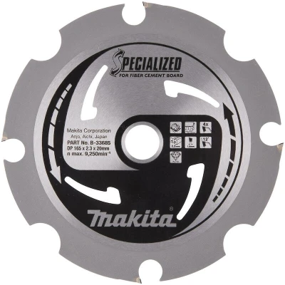 Afbeelding van Makita Cirkelzaagblad voor Vezelcementplaat Specialized Ø 165mm Asgat 20mm 4T B 33685