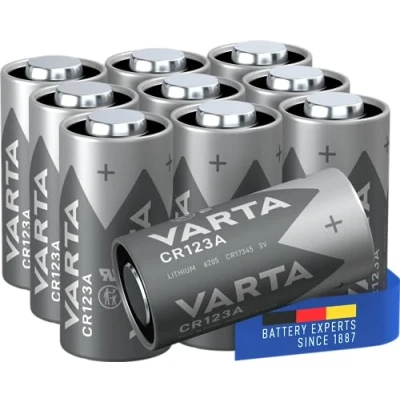 Afbeelding van VARTA CR123A batterijen, 10 stuks, lithiumcilindrisch, 3 V, speciale batterijen voor kleine elektronische apparaten, lange levensduur, hoge prestaties