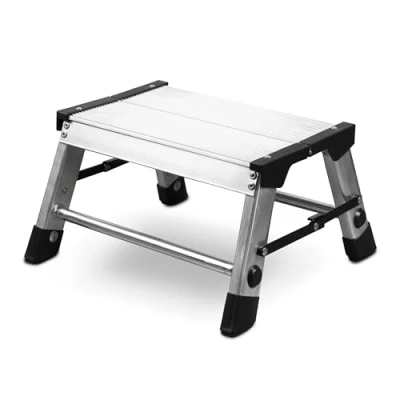 Afbeelding van siwitec Aluminium vouwladder, licht, belastbaar tot 150 kg, inklapbaar, voor camping, keuken, badkamer, TÜV getest