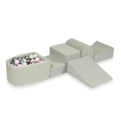 Afbeelding van Foam speelset met heuvel en microzwembad lichtgrijs ballen 100 stuks (lichtgoud, parelmoer, zilver, transparant)