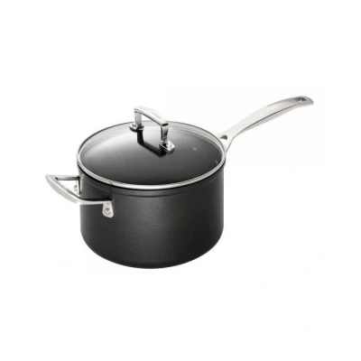 Afbeelding van Le Creuset Anti aanbak Steelpan In Zwart 20cm 3,8l Met Glazen Deksel