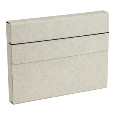Afbeelding van Bigso Box of Sweden OLOF A4 map met elastiek, documentenmap van vezelplaat en papier in linnenlook, extra ruime voor documenten, bestanden, documenten enz., beige