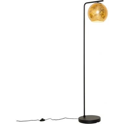 Afbeelding van QAZQA Design vloerlamp zwart met goud glas Bert