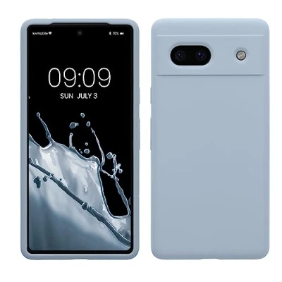 Afbeelding van kwmobile telefoonhoesje geschikt voor Google Pixel 7a Hoesje met siliconen coating Smartphone case in mat lichtblauw