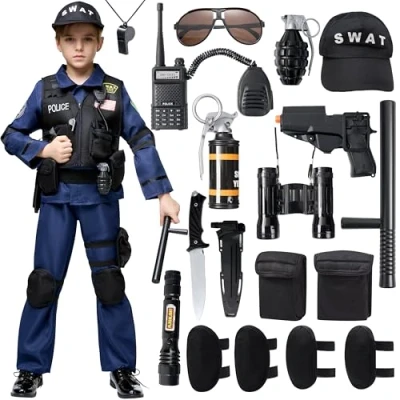 Afbeelding van Spooktacular Creations Police SWAT kostuum voor kinderen, Halloween, cosplay, S.W.A.T. Officer (klein (5 7 jaar))