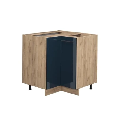 Afbeelding van Vicco Hoekkast Fame Line, Donkerblauw hoogglans/Krachtige eik goud, 80.5 cm zonder werkblad
