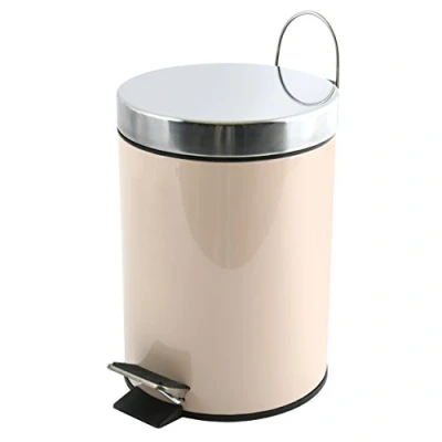 Afbeelding van MSV Prullenbak/pedaalemmer metaal beige 3 liter 17 x 25 cm Badkamer/toilet