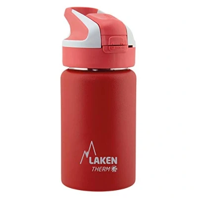 Afbeelding van Laken Summit roestvrijstalen thermische fles voor kinderen, met automatische dop en veiligheidsafsluiting, 350 ml, rood