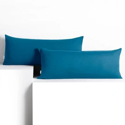 Afbeelding van DecoKing 2 kussenslopen 40 x 120 cm, jerseykatoen, ritssluiting, barnsteenblauw