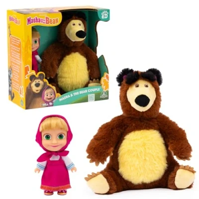 Afbeelding van Masha &amp; Michka, pop set 12 cm, en Michka pluche 20 speelgoed voor kinderen vanaf 3 jaar, GIOCHI PREZIOSI, MHA21