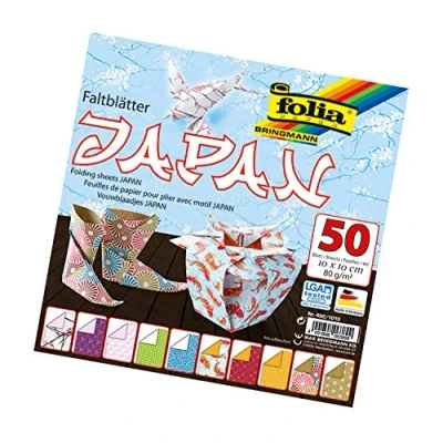 Afbeelding van Folia 492/1010 Japanse flyer, 10 x cm, 80 g/m², 50 vellen gesorteerd in motieven, ideaal voor prachtige figuren en vouwvormen