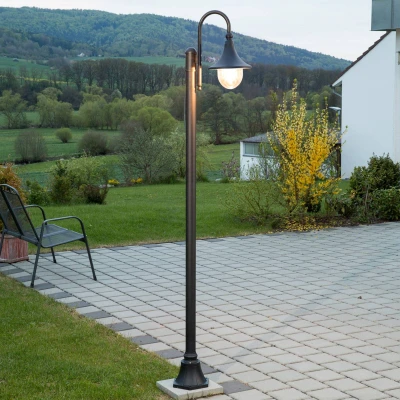 Afbeelding van Lindby tuinpadverlichting Daphne, 1 lamp, zwart, 220cm, metaal
