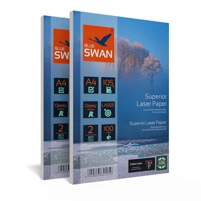 Afbeelding van BLUE SWAN 200 vellen fotopapier DIN A4 105 g/m² aan beide zijden bedrukbaar voor alle normale kleurenlaserprinters/kopieerapparaten gewoon de gewenste hoeveelheid invoeren!
