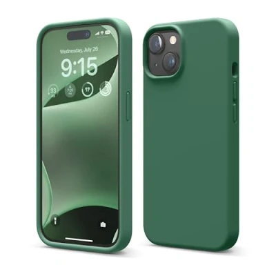 Afbeelding van Elago Compatibel met iPhone 15, vloeibare siliconen hoes, rondom bescherming, krasbestendige zachte microvezelvoering, 15,5 cm (alpine groen)