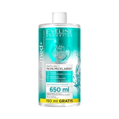 Afbeelding van Eveline Cosmetics Facemed 3 in 1 Micellaire Vloeistof, Mattification, 650 ml