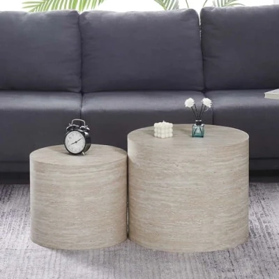 Afbeelding van Milton &amp; Oldbrook Bijzettafel Set Lugano Travertinlook