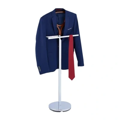 Afbeelding van Relaxdays dressboy staal houtlook kledingbutler modern kledingstandaard slaapkamer
