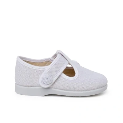 Afbeelding van Pisamonas Pepito Cierre Adherente BOTÓN Babyschoenen voor kinderen, Maat: 21, Blanco Textiel