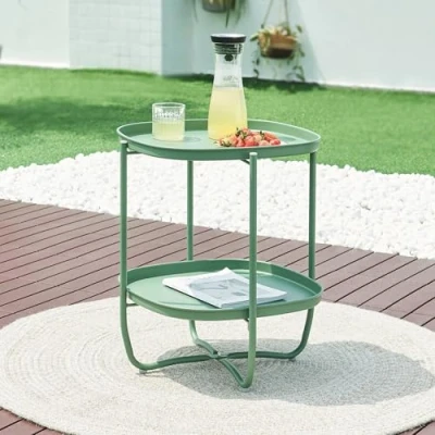 Afbeelding van Tuintafel Sandefjord bijzettafel metaal 57,5x46x46cm groen [en.casa]